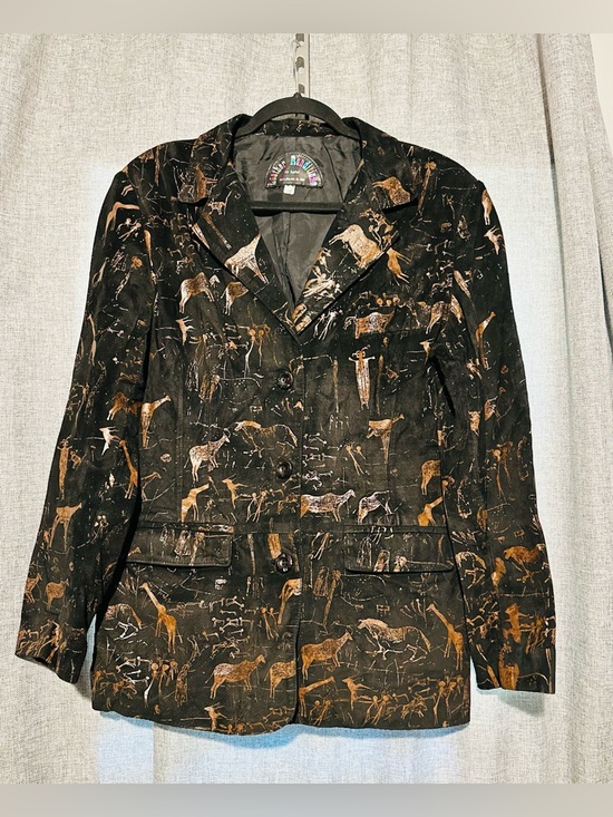 Leather Renditions Jackets & Blazers - “Rare” Vintage Leather Renditions "Rock Art" Print Blazer - Western/Art To Wear